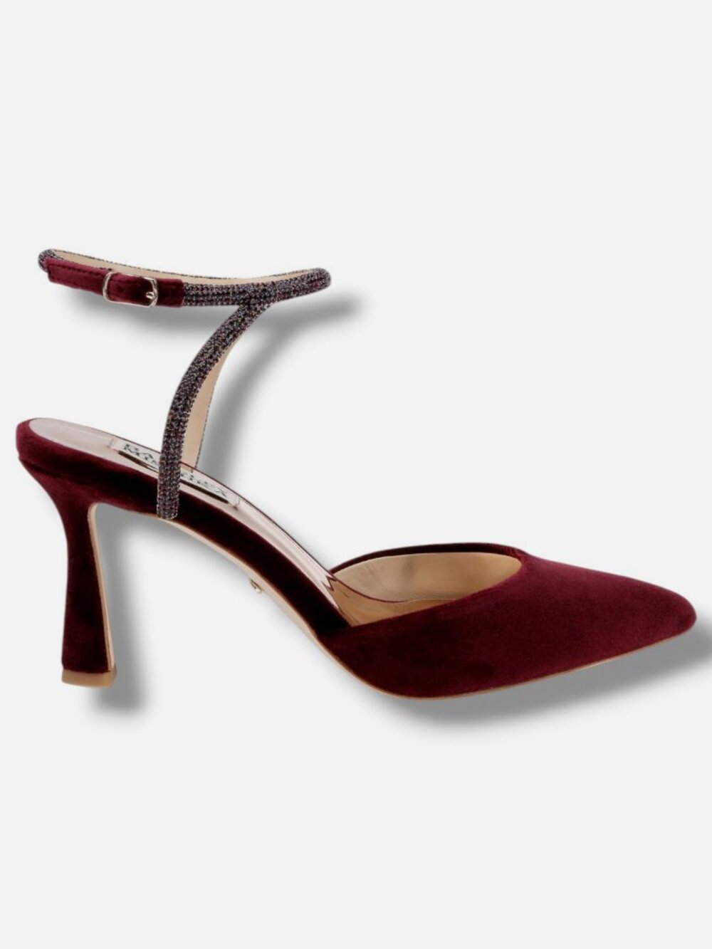 Badgley Mischka Women Red Kamilah Ankle Strap Crystal Pump Heels Shoes Sz 5.5